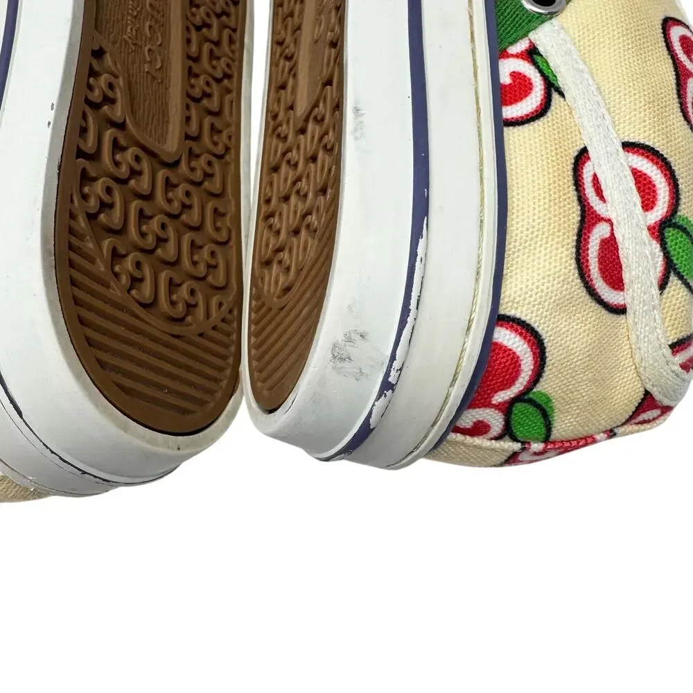 Gucci Tennis 1977 Ivory Canvas GG Apple Print Web Stripe Sneakers 40 - Picture 8 of 9